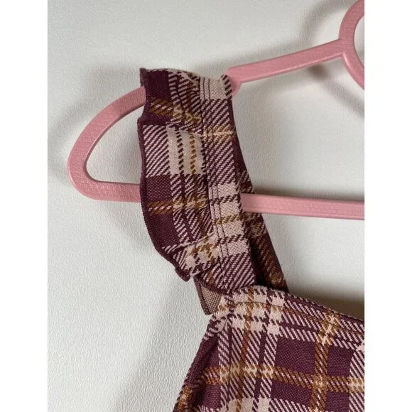 Pinky Plaid Flutter Dress - Picture 2 of 8